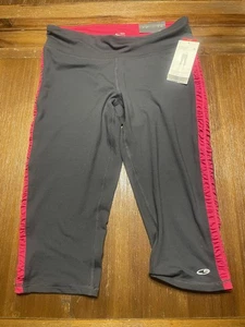 Champion Damen neu anthrazit grau/pink Capri Strick Duo Dry Trainingshose Größe Lg - Bild 1 von 9