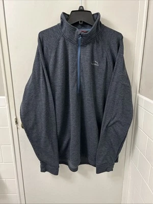 LL Bean Sweater Mens Large Gray Adventure Grid Fleece 1/4 Zip Pullover 508296 - Image 1 of 4