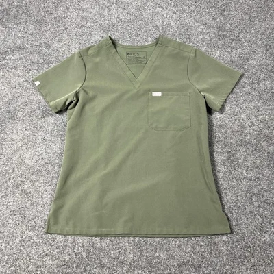 Blusa esfoliante feminina Figs XS verde catarina coleção técnica bolso gola V - Imagem 1 de 4