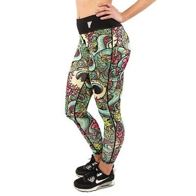 IRON FIST Extremely Rare Pink,Green Alien Artistic Psychedelic Leggings L (#596) - Image 1 of 4