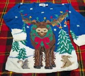 Suéter De Colección Signatures by Northern Isles Navidad Alce Tejido a Mano Talla L - Imagen 1 de 4