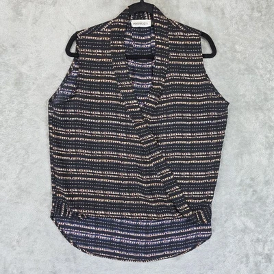 Camisa Veronica M Para Mujer Grande Negra Multicolor Sobrepelliz Envoltura Sin Mangas Hecha en EE. UU. Foto 1 de 4