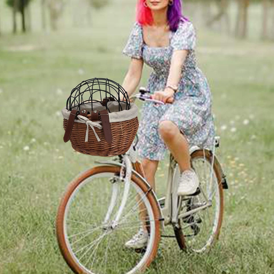 Cesta de bicicleta cesta tejida contenedor de artículos diversos desmontable cesta de ciclismo portátil Foto 1 de 1