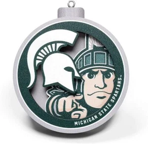 Adorno de árbol de Navidad con logotipo de 3 pulgadas de los Michigan State Spartans - Casco nuevo en paquete - Imagen 1 de 1