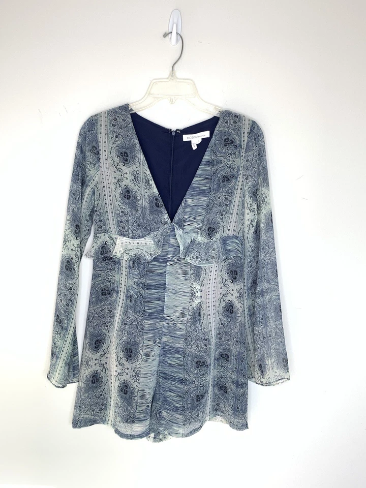 BCBGeneration синий комбинезон оборки курорт износ пляж богемное женщин размер 6 BNC1 - Изображение 1 из 4