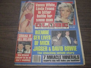 Globe May 22 1990 David Bowie Mick Jagger, Vanna White & Linda Evans, Tabloid - Picture 1 of 3