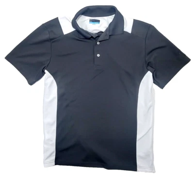 Camisa Polo PGA Tour Para Hombres Gris Blanca Golf Manga Corta Logo Talla M Mediana Foto 1 de 4
