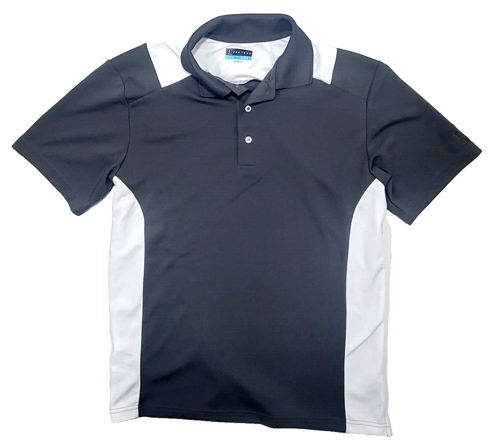 Camisa Polo PGA Tour Para Hombres Gris Blanca Golf Manga Corta Logo Talla M Mediana Foto 1 de 4