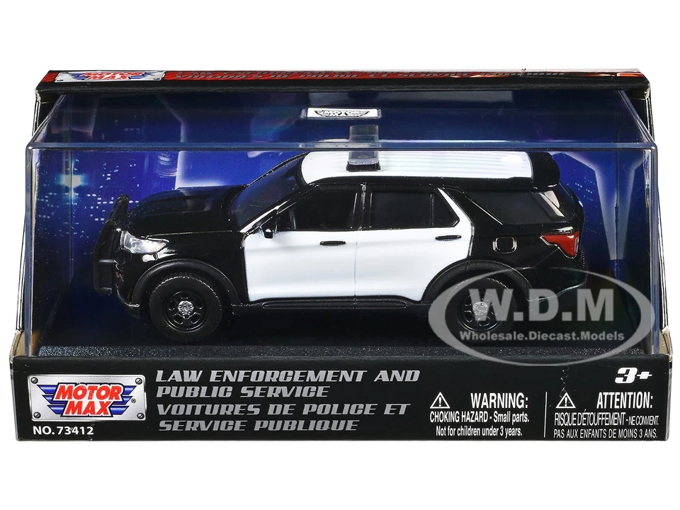 2022 FORD POLICE INTERCEPTOR UTILITY BLACK & WHITE 1/43 DIECAST MOTORMAX 79496 - Image 1 of 1