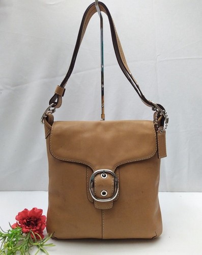 Borsa a tracolla Coach Bleecker in pelle marrone con fibbia grande convertibile