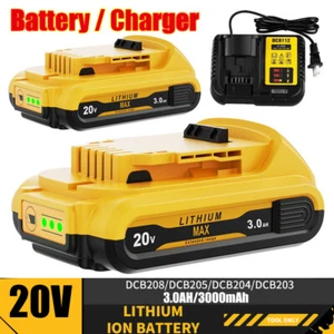 20V FOR DEWALT 20 Volt MAX Lithium-Ion Battery / Charger DCB200-2 DCB203 DCB201 - Picture 1 of 17