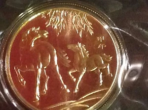 2014 Year of Horse China Zodiac Brass Coin 33mm encapsulated great Souvenir - Picture 1 of 1