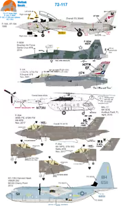 Wolfpak Decals 72-117 Aces High F-14 Tomcat Falcon Hercules F-5E Tiger TRANSFERS - Picture 1 of 3