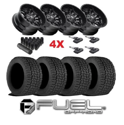FIT FORD F150 FUEL WHEEL TIRE ALL TERRAIN PACKAGE NEW SLEDGE D596 BLACK Foto 1 de 4