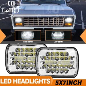 Pair 7X6" 5X7" LED Headlights H4 Fit For Ford E-100 E-150 E-250 E-350 Econoline