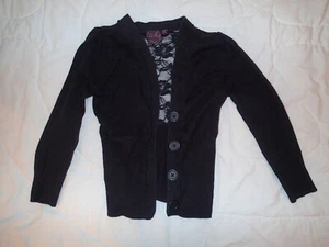 GIRLS XS (4-6?) TAKEOUT BLACK BUTTON FRONT LONG SLEEVE SWEATER - Picture 1 of 2