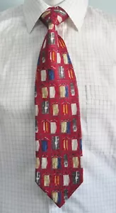 ERMENEGILDO ZEGNA Red Geometric 100% Silk 60 Inches Long Men's Necktie - Picture 1 of 2