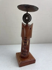 CARVED Wooden Elephant Pillar Candle Holder 23.5 CM HIGH - VGC - Picture 1 of 15
