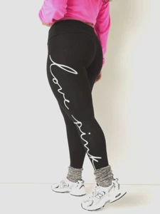 PINK VICTORIA'S SECRET LOGO COTTON FOLDOVER LEGGING size L - Picture 1 of 6
