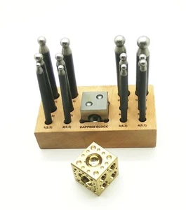 12 Stahl Kapping Stanzen mit 2 Kuppelblock (Stahl & Messing) Schmuck Metallarbeiten - Bild 1 von 3