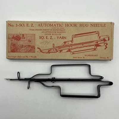 Wonderart No.3 SO EZ Automatic Hook Rug Needle Shuttle Vintage In Original Box - Image 1 of 4