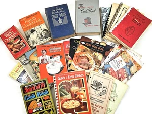 Lot 40 livres de cuisine anciens livres de recettes communauté église 1943 années 50 60 70 80 nourriture - Photo 1/7