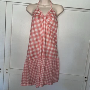 Cat Jack Girls Peach White Gingham Halter Sleepwear Dress XL 14-16 Flame Resist - Picture 1 of 8