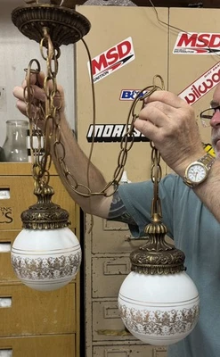 L&L WMC 1967 MCM Hollywood Regency 2 Light Swag Lamp, Professionally Rewired - Image 1 of 4