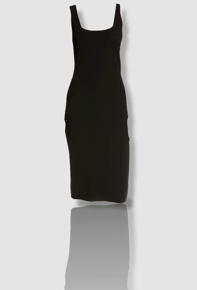 Vince Women's Solid Black Sleeveless Square Neck Midi Dress Size Large