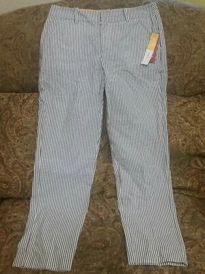 Pantalones Merona para mujer calce clásico hasta el tobillo a rayas grises TALLA 2 NUEVOS CON ETIQUETAS Foto 1 de 3