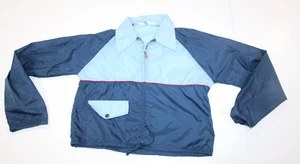 Vintage Windbreaker Jacket Retro 70s Coat kids size Large 16-18 Blue Full Zip - Picture 1 of 6