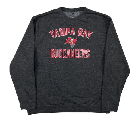 Tampa Bay Buccaneers Sweatshirt 2XL Men Crew Neck Gray Long Sleeve Fleece NFL Cover