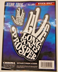 STAR TREK STICK-ONZ STICKER DECAL LIVE LONG & PROSPER SPOCK CHROMA GRAPHICS NEW - Picture 1 of 1
