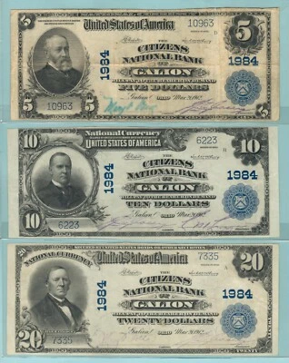 Galion OHIO Complete 1902 PlainBack Set: $5/$10/$20; Only 4 sets possible - Image 1 of 4