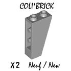 Lego 2449 - 2X Brique Pente Slope Inverted 75 2X1x3 - Light Bluish Gray - Neuf