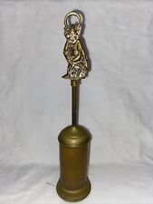 Vintage Brass Retractable Crumb Brush With Elf On Mushroom Fireplace Butler