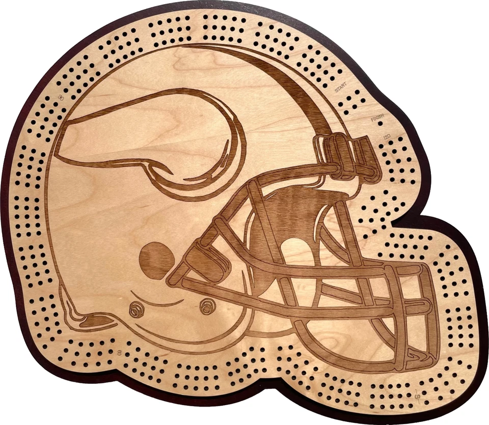 Casco de fútbol americano Minnesota Vikings tabla de cuna de tres pistas Foto 1 de 1