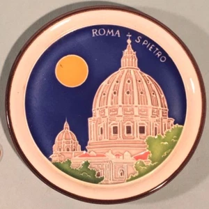 Placa de azulejos de mayólica vintage Roma S Pietro Leoni Luciano italia italiano San Pedro - Imagen 1 de 4
