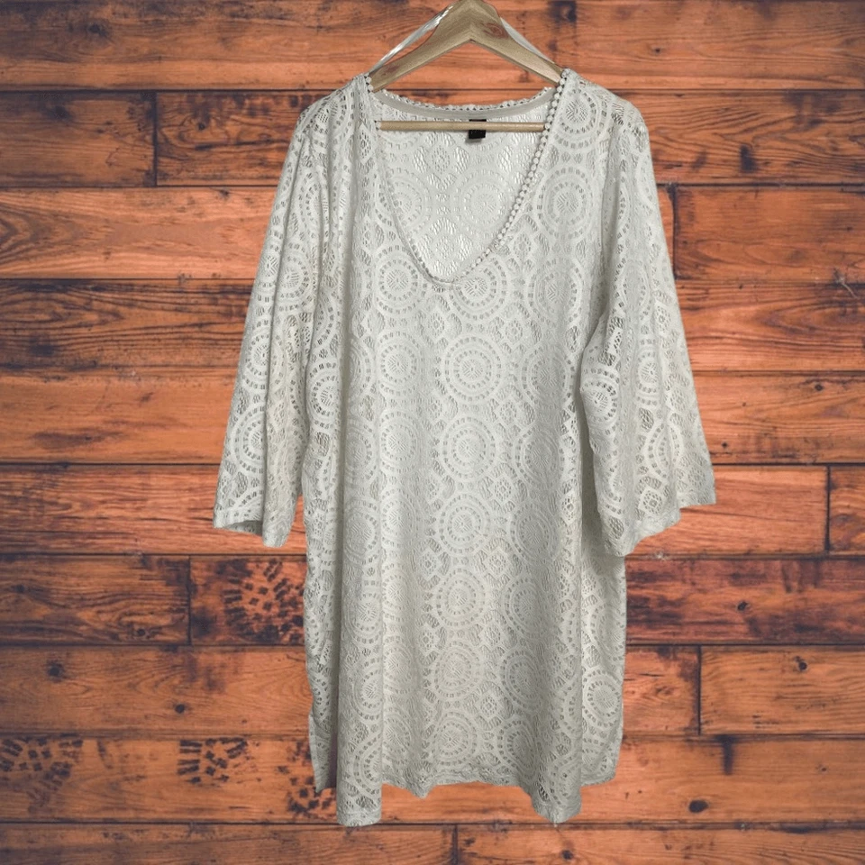 A.n.a. White Lace Swimsuit Coverup Dress 3X - Image 1 of 4