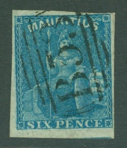SG 32 Mauritius 1859-61. 6d blue. Very fine used. 4 margins CAT £55 - Picture 1 of 1