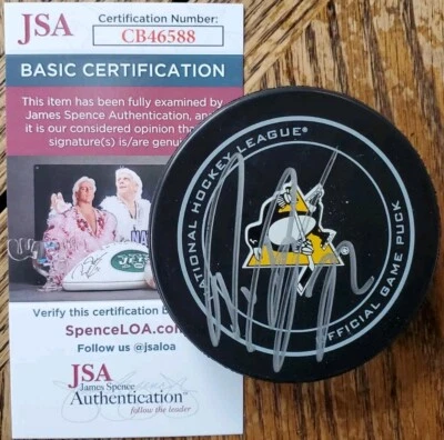 NICE Authentic Signed Autographed Penguins Patric Hornqvist Puck JSA COA NHL - Image 1 of 3