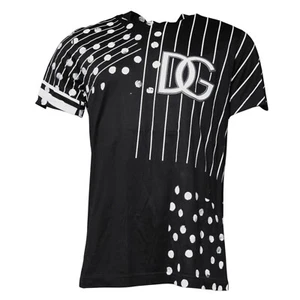 DOLCE & GABBANA T-shirt Black Cotton Polka Dots Round Neck IT52/US42/XL 830usd - Picture 1 of 11