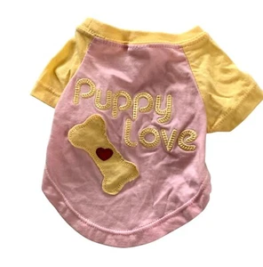 Target Boots and Barkley XS Short Sleeve Dog Tee Tshirt Pink Yellow Puppy Love - Picture 1 of 3