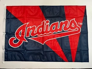 Cleveland Indians Flag Approx 27.5” X 41” Nylon Outdoor Flag Script Logo - Picture 1 of 11