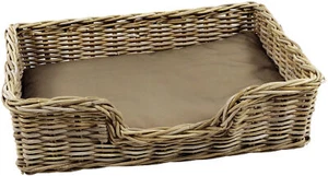 Hundekorb Hundesofa PUPPY - aus Rattan - grau - 81x62x21 cm mit passendem Kissen - Bild 1 von 8
