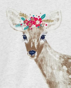 Lot of 3 NIB Carter's Grey Kid Deer Hooded Long Sleeve Cotton Graphic Tee 4/4A - Picture 1 of 6
