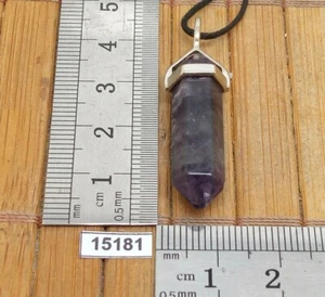 Anhänger FLUORIT SPITZE natur lila + verstellbare Kordel Reiki Halskette - Bild 1 von 3