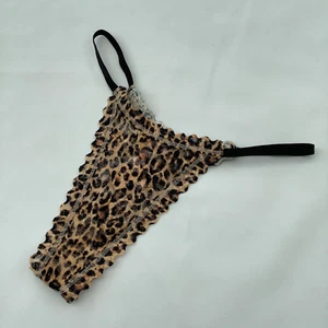Victoria’s Secret Black Beige Leopard Print Brazilian Thong Panties Size M BNWT - Picture 1 of 3