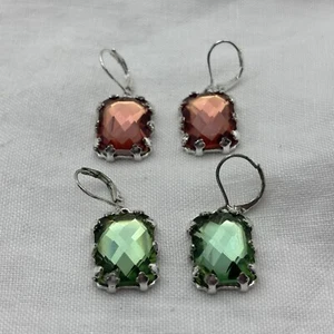 Joan Rivers Silver Tone Faceted Rhinestone Bead Drop Earrings - Lot of 2 - Picture 1 of 7