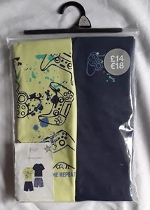 F&F 2 Pack Boys Gaming Print Short Pyjamas Age 5-6 years Brand New With Tags - Picture 1 of 4